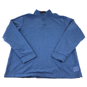 Izod Saltwater Men's Quarter Zip Pullover Shirt Medium Long‎ Sleeve Blue Fleece